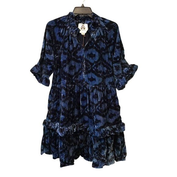Figue Blue Boho Velvet Burnout Mini Dress - Picture 6 of 11